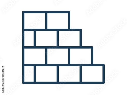brick wall single icon white isolated background with outline style