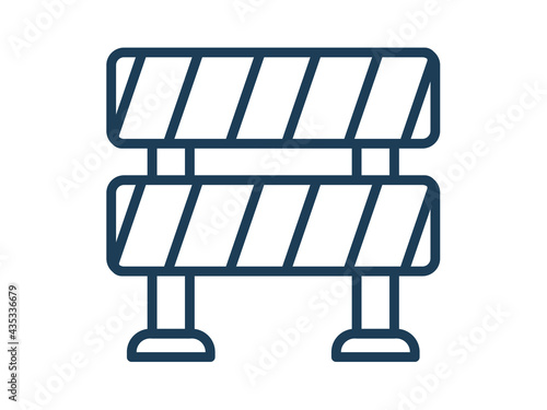 barrier road blockade single icon white isolated with outline style