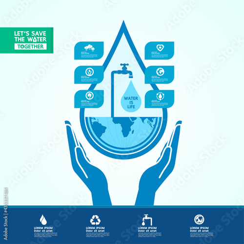 Save the water for green ecology world vector illustration.