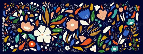 Beautiful romantic botanical collection with flowers, leaves, floral bouquets, flower compositions.	