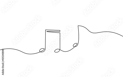 Single continuous line art music library like. Learning listen apps musical symbol note online. Design one stroke sketch outline drawing vector illustration art
