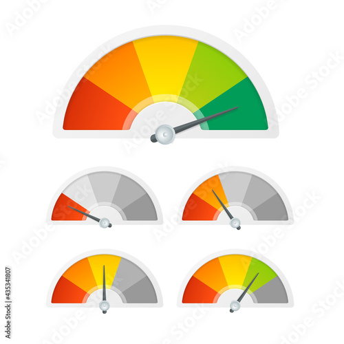 Realistic Detailed 3d Level Indicator Set. Vector