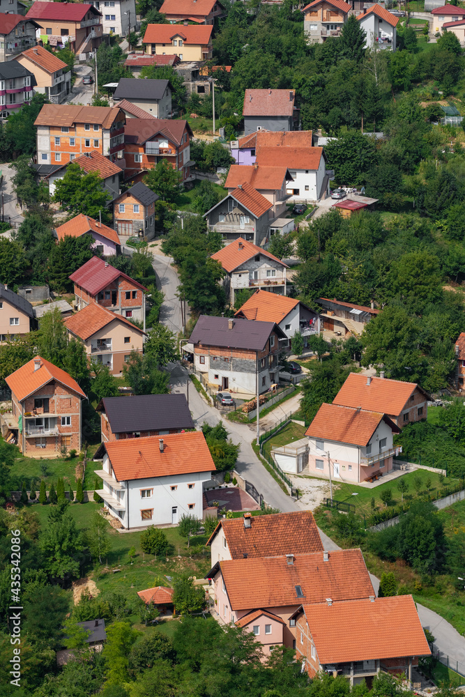 Residential district of Sarajevo city at summer, BiH