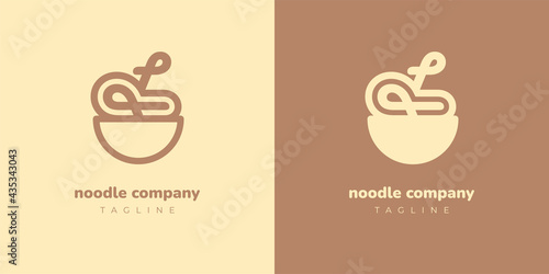 spaghetti icon in a plate. logo for a noodle company. abstract vector wok template. simple logo of a restaurant or cafe with a name that starts with the letter F or L