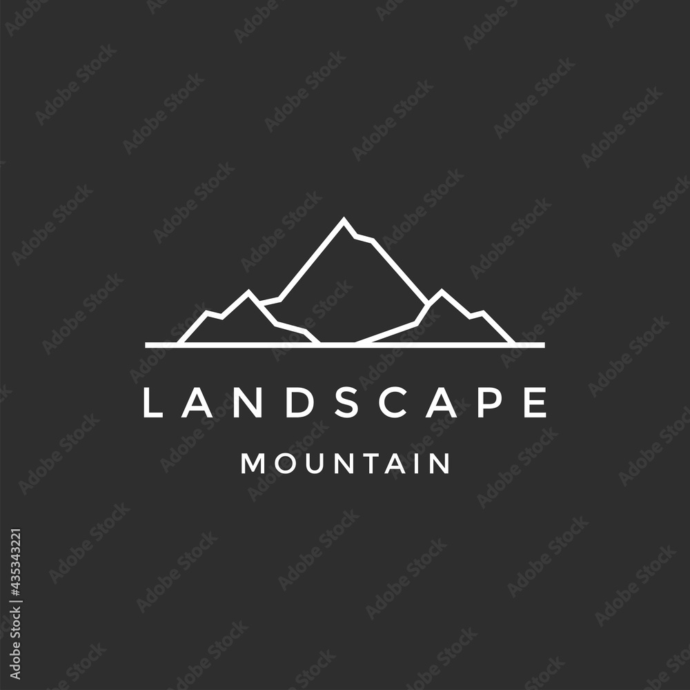 Minimalis Landscape Hills  Mountain Design Logo on black background