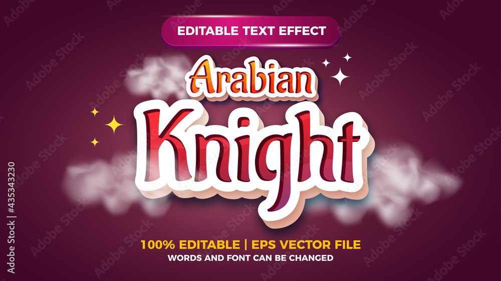 arabian knight games editable text style effect illustrator. vector design template