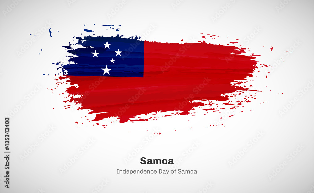 Creative happy independence day of Samoa country with grungy watercolor country flag background Creative happy independence day of Samoa country with grungy watercolor country flag background