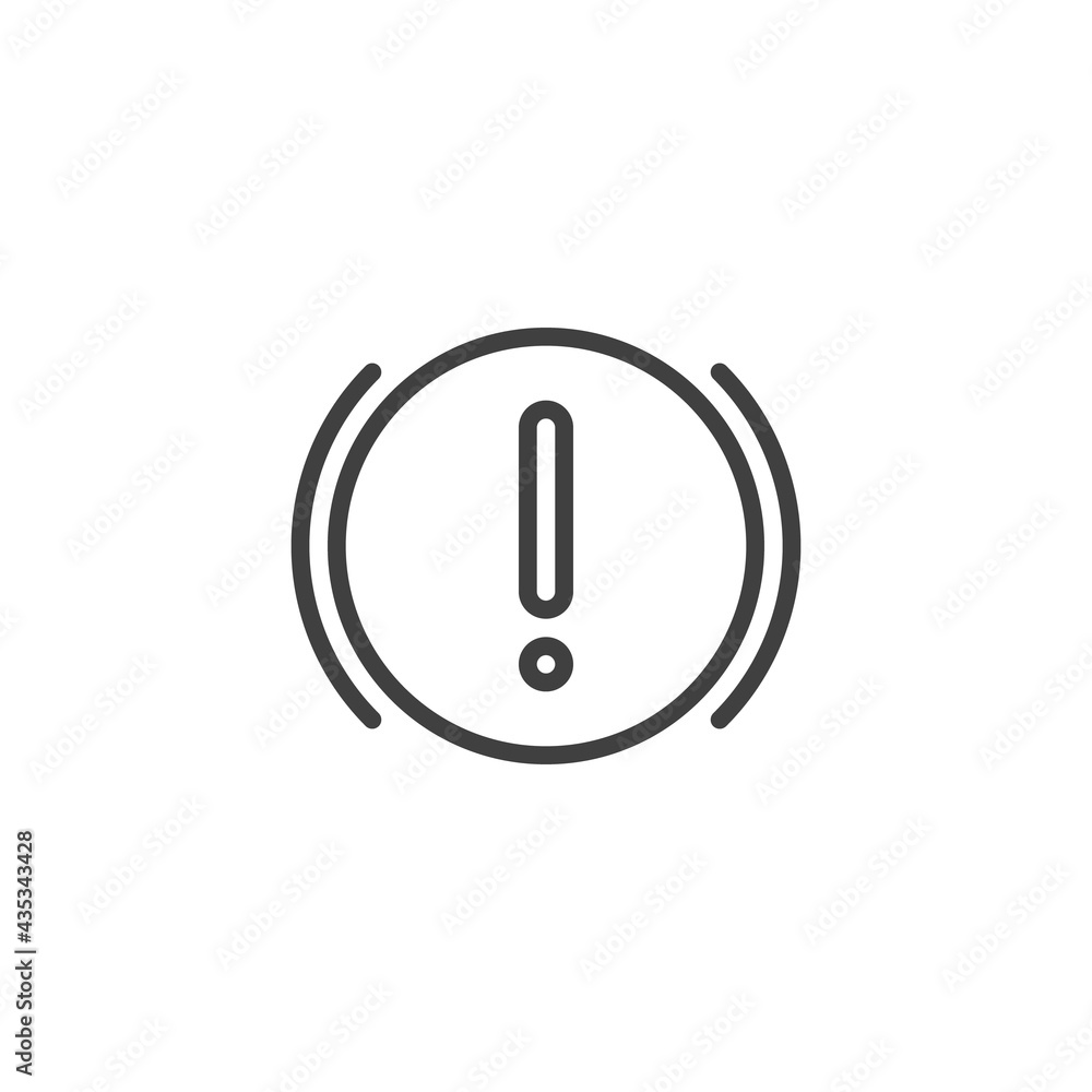 Brake system alert line icon Brake system alert line icon