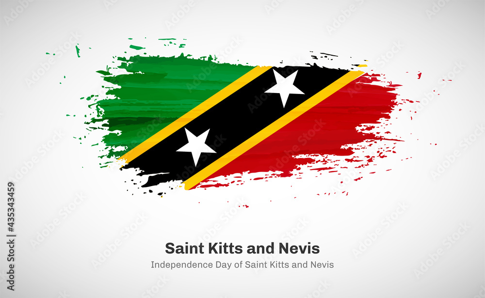 Creative happy independence day of Saint Kitts and Nevis country with grungy watercolor country flag background Creative happy independence day of Saint Kitts and Nevis country with grungy watercolor country flag background