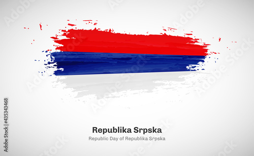 Creative happy republic day of Republika Srpska country with grungy watercolor country flag background