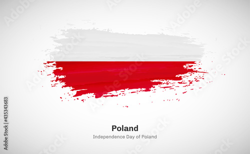 Creative happy independence day of Poland country with grungy watercolor country flag background