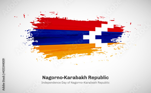Creative happy independence day of Nagorno-Karabakh Republic country with grungy watercolor country flag background