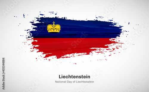 Creative happy national day of Liechtenstein country with grungy watercolor country flag background