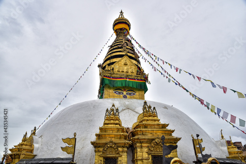 Stupa of Swayambhu, the Monkey Temple, in Kathmandu, Nepal