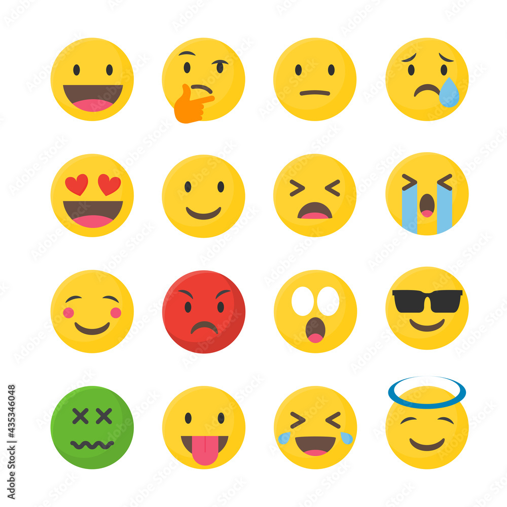 Smile emotions icons vector, simple flat round faces signs in different styles. Smile emotions icons vector, simple flat round faces signs in different styles.