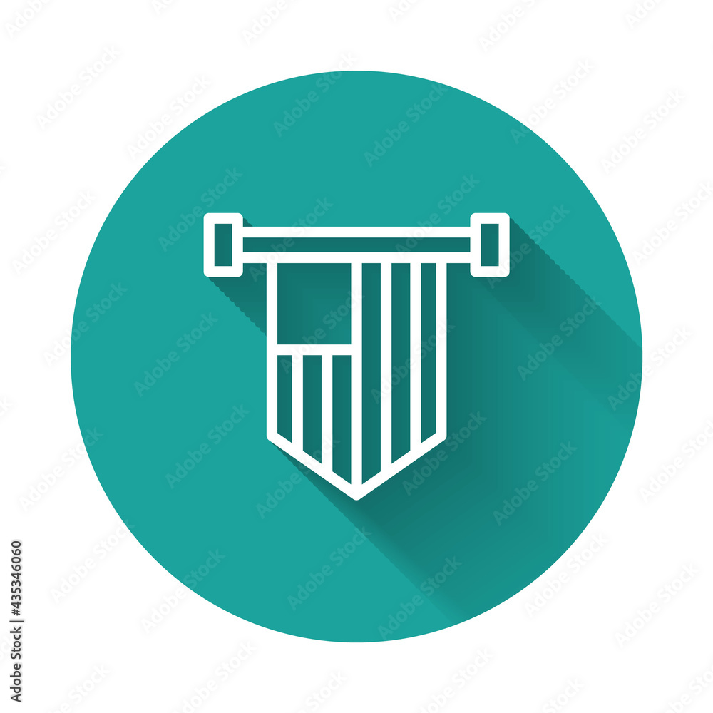 White line American flag icon isolated with long shadow background. Flag of USA. United States of America. Green circle button. Vector White line American flag icon isolated with long shadow background. Flag of USA. United States of America. Green circle button. Vector