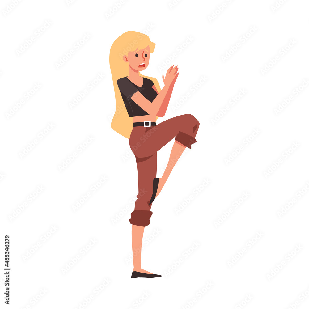 Frightened woman afraid of something, cartoon flat vector illustration isolated. Frightened woman afraid of something, cartoon flat vector illustration isolated.