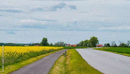 VIew on roadway to village in Silesia, Poland