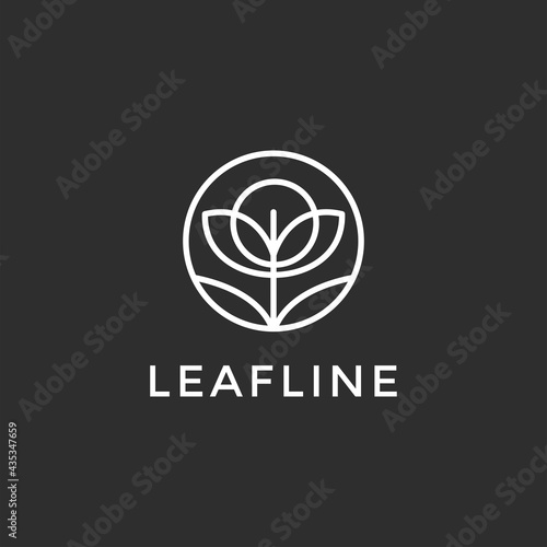 Fototapeta Naklejka Na Ścianę i Meble -   Abstract Leaf Logo design vector template in linear style. on black background
