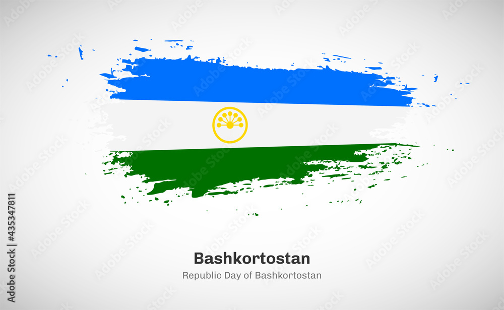 Creative happy republic day of Bashkortostan country with grungy watercolor country flag background Creative happy republic day of Bashkortostan country with grungy watercolor country flag background