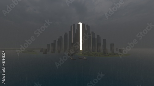 alien monument on island