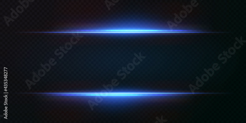 Light beams of light in neon and blue.Illuminated horizontal neon laser. Light line effect neon png.