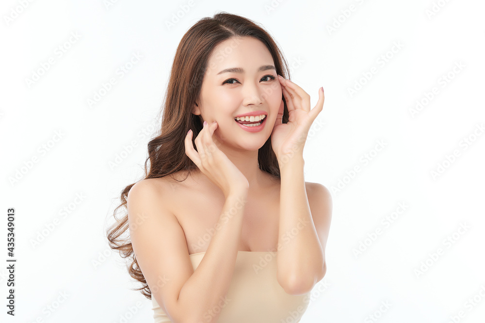 Beautiful young asian woman with clean fresh skin on white background, Face care, Facial treatment, Cosmetology, beauty and spa, Asian women portrait Beautiful young asian woman with clean fresh skin on white background, Face care, Facial treatment, Cosmetology, beauty and spa, Asian women portrait
