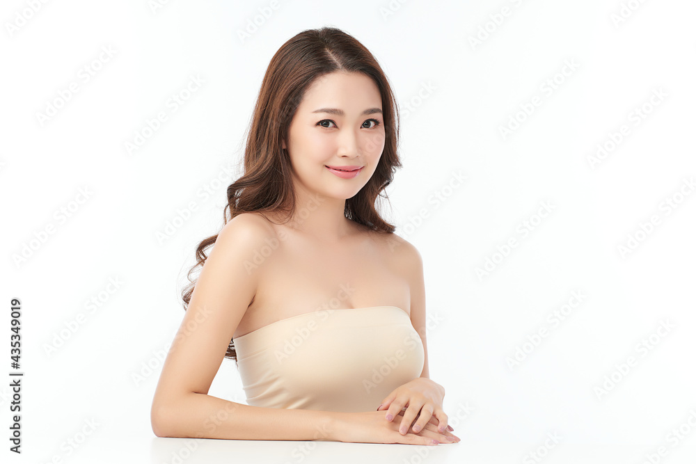 Beautiful young asian woman with clean fresh skin on white background, Face care, Facial treatment, Cosmetology, beauty and spa, Asian women portrait Beautiful young asian woman with clean fresh skin on white background, Face care, Facial treatment, Cosmetology, beauty and spa, Asian women portrait