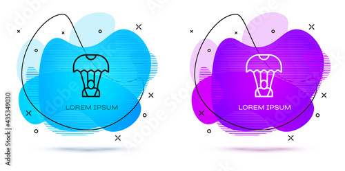 Line Parachute icon isolated on white background. Abstract banner with liquid shapes. Vector