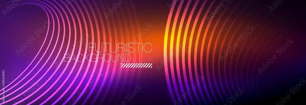 Dark abstract background with glowing neon circles. Trendy layout template for business or technology presentation, internet poster or web brochure cover, wallpaper Dark abstract background with glowing neon circles. Trendy layout template for business or technology presentation, internet poster or web brochure cover, wallpaper
