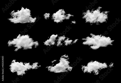 Set of fog, white clouds, or haze For designs isolated on black background