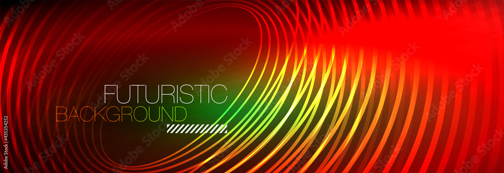 Dark abstract background with glowing neon circles. Trendy layout template for business or technology presentation, internet poster or web brochure cover, wallpaper Dark abstract background with glowing neon circles. Trendy layout template for business or technology presentation, internet poster or web brochure cover, wallpaper