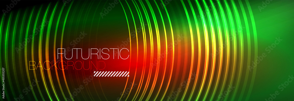 Dark abstract background with glowing neon circles. Trendy layout template for business or technology presentation, internet poster or web brochure cover, wallpaper Dark abstract background with glowing neon circles. Trendy layout template for business or technology presentation, internet poster or web brochure cover, wallpaper