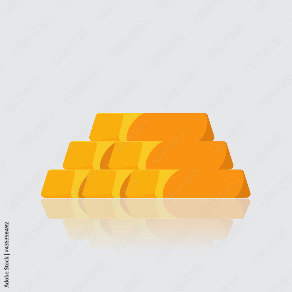 Vector illustration of gold bar with reflection isolated on a white background Vector illustration of gold bar with reflection isolated on a white background