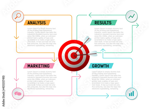 target goals Business. analysis, growth, result, marketing. Arrows