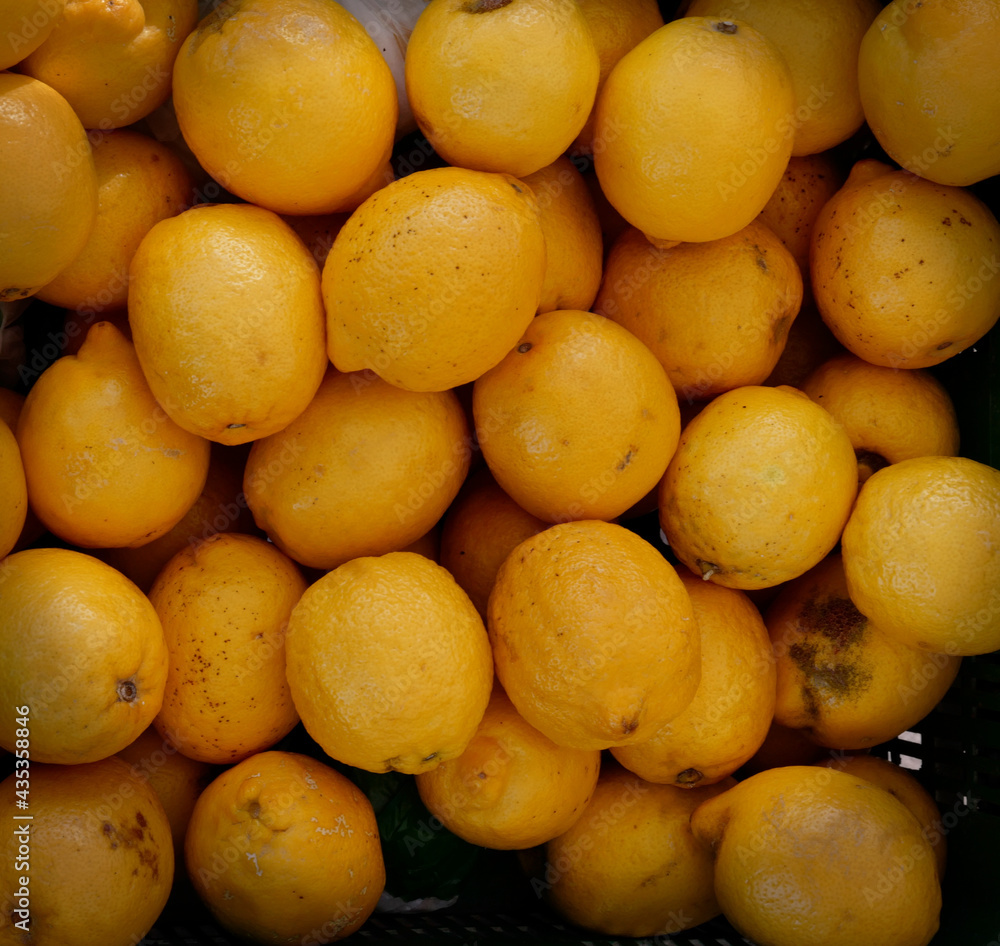 Lot of yellow lemons in a box. Lot of yellow lemons in a box.