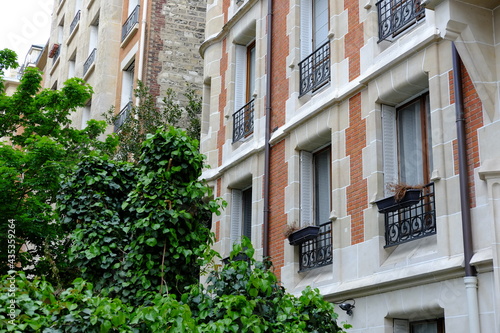 The facade of some Parisian building. May 2021, France.