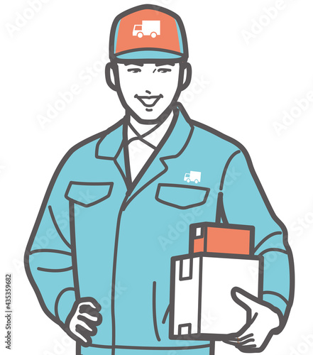 荷物を持つ宅配便の男性　上半身