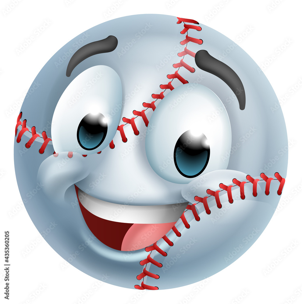 Baseball Ball Emoticon Face Emoji Cartoon Icon Stock Vector Adobe Stock 1179