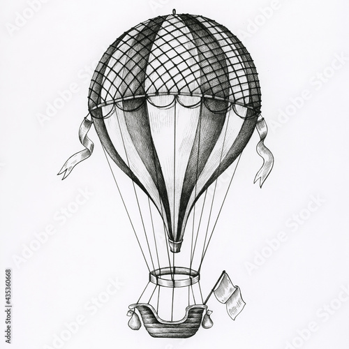 Canvas Print Hand drawn hot air balloon isolated on background