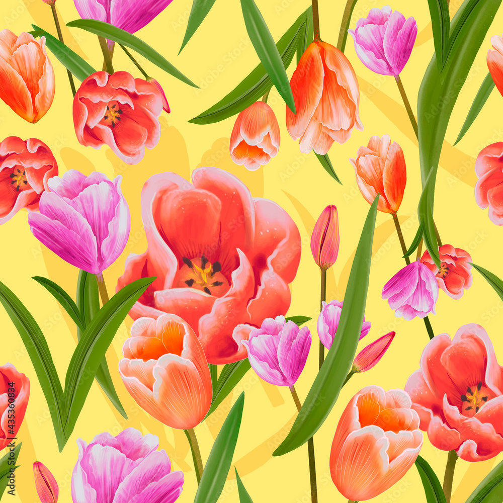 Obraz premium Illustration drawing of Tulips