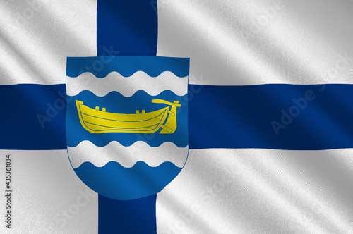 Flag Of Uusimaa or Nyland region in Finland photo