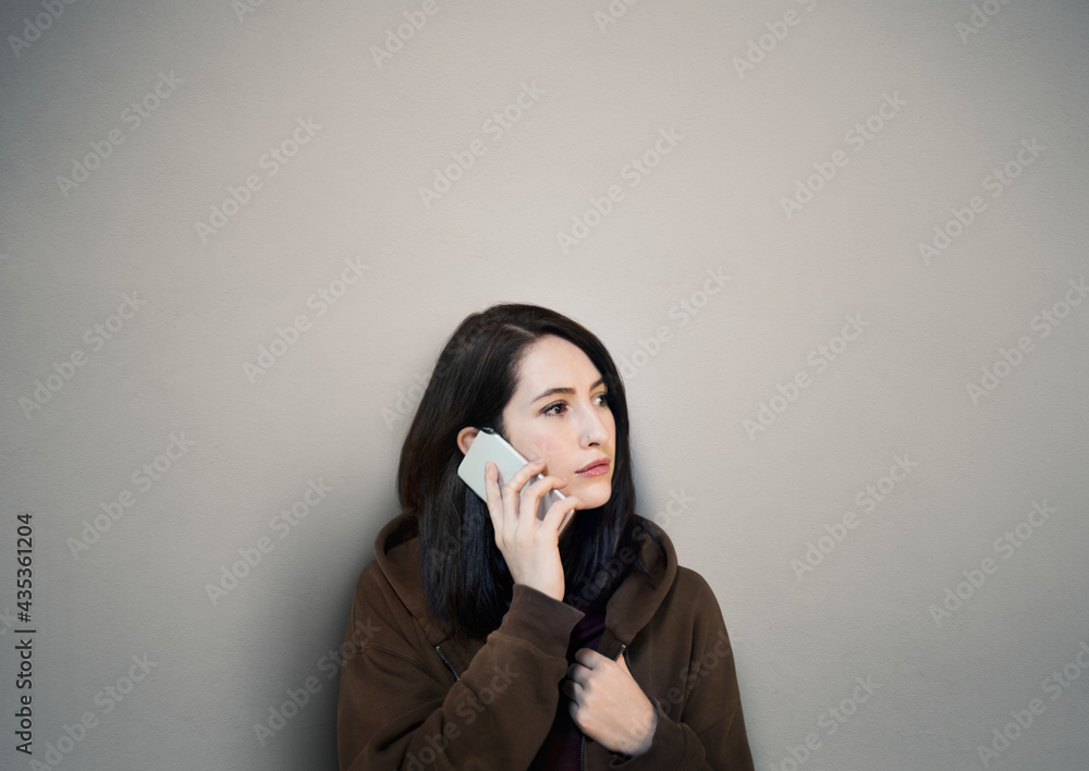 Woman using mobile phone calling telecommunication Woman using mobile phone calling telecommunication