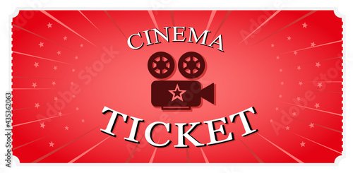 Vector illustration of a red ticket. Movie.