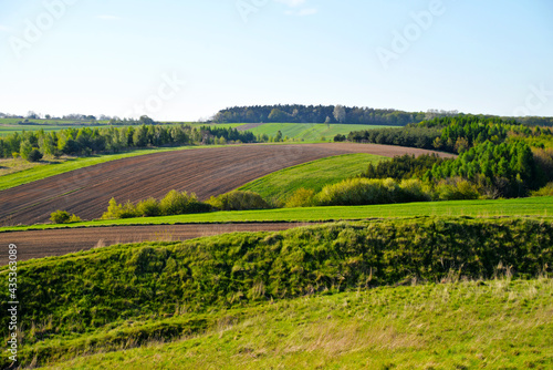 Rural landscape of hills and fields © karolinaklink