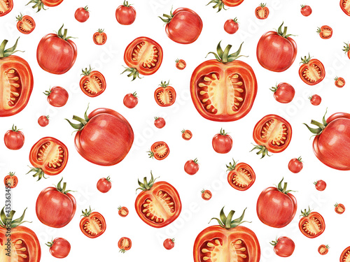 Hand drawn tomato patterned background illustration