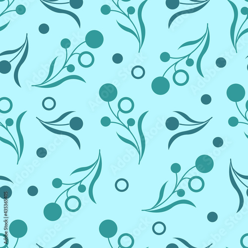 Seamless background of geometric abstract patterns of flowers, plants, branches. Flat vector minimalistic background