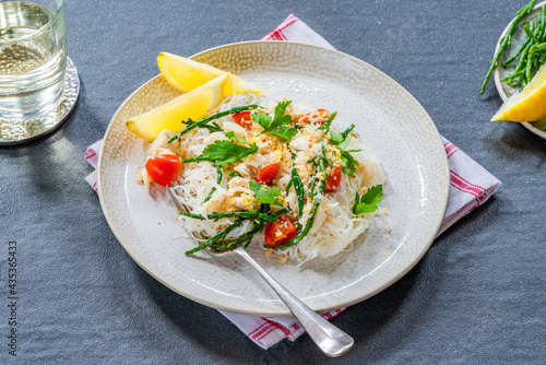 Crab and samphire noodles photo