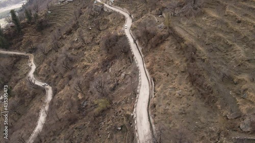 4k Drone stock video of dry Rohtang pass during summer, Manali, Kullu, Himachal Pradesh, India photo