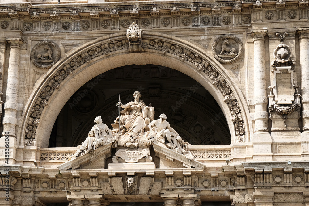 detail of the facade of the Supreme Court of Cassazione in the city of Rome, Italy